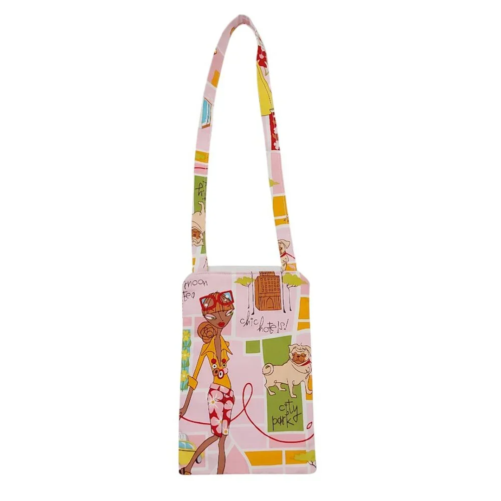 Crossbody Bag Small Messenger Bag Fabric Modern Print Lined With Zipper Handmade